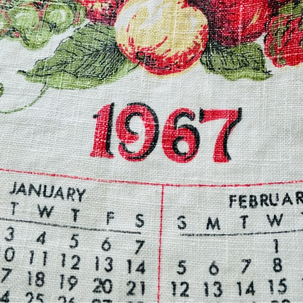 Peace and Plenty 1967 Calendar Tea Towel